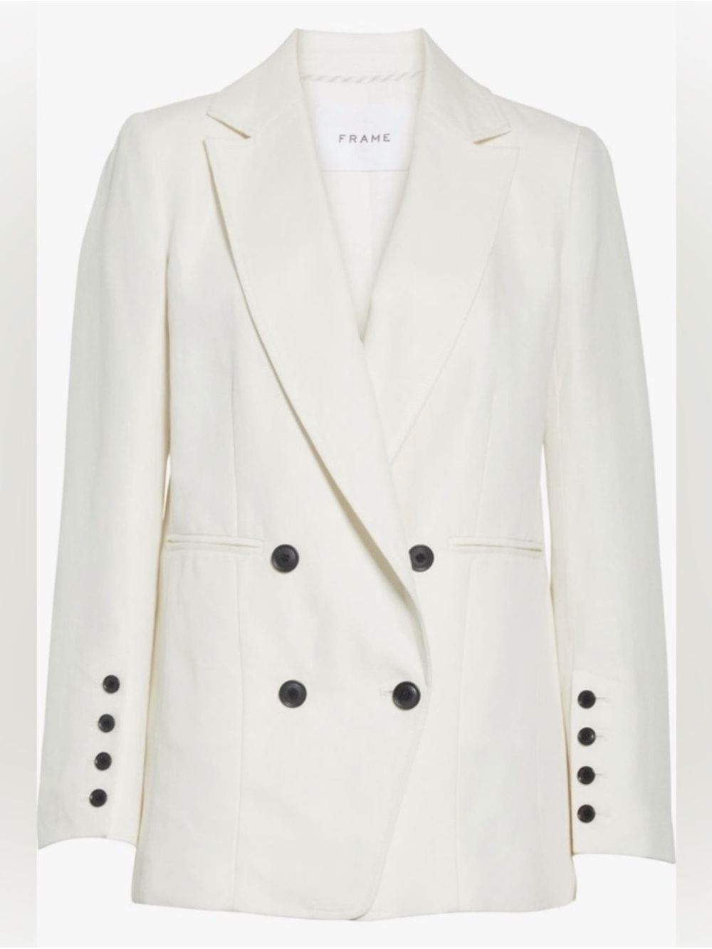 FRAME Double breasted Linen & Cotton Boyfriend Blazer-Size S